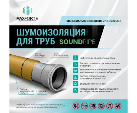 Шумоизоляция для труб МаксФорте SoundPIPE