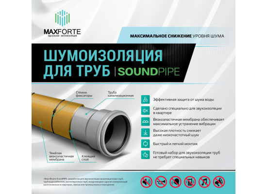 Шумоизоляция для труб МаксФорте SoundPIPE