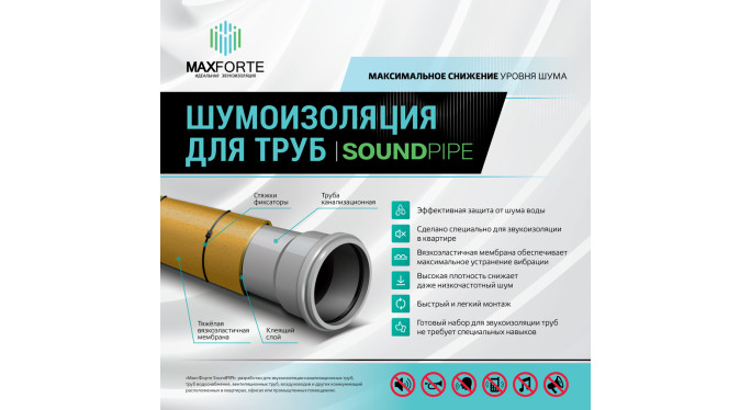 Шумоизоляция для труб МаксФорте SoundPIPE